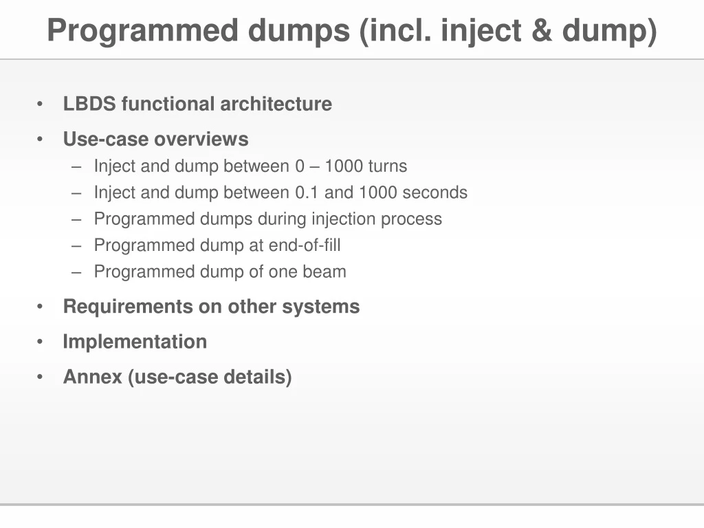 programmed dumps incl inject dump