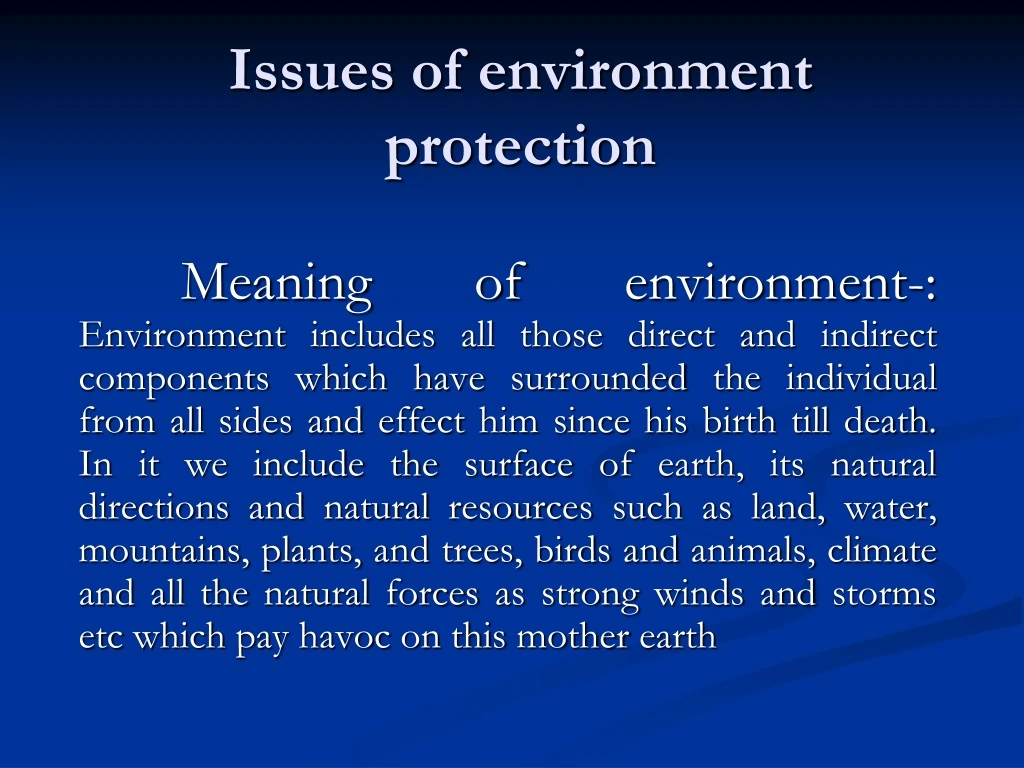 issues of environment protection