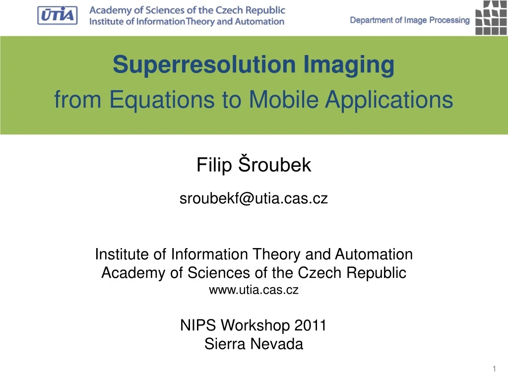 superresolution imaging from equations to mobile