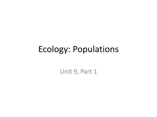 Ecology: Populations