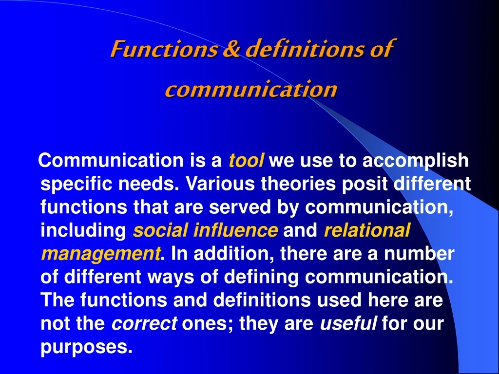 functions definitions of communication