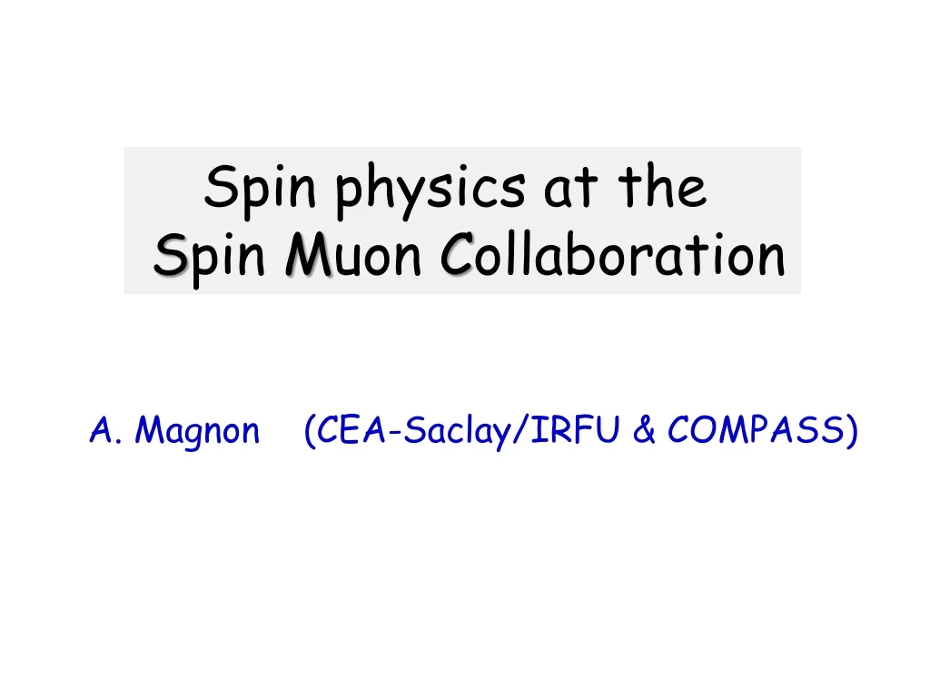 spin physics at the s pin m uon c ollaboration