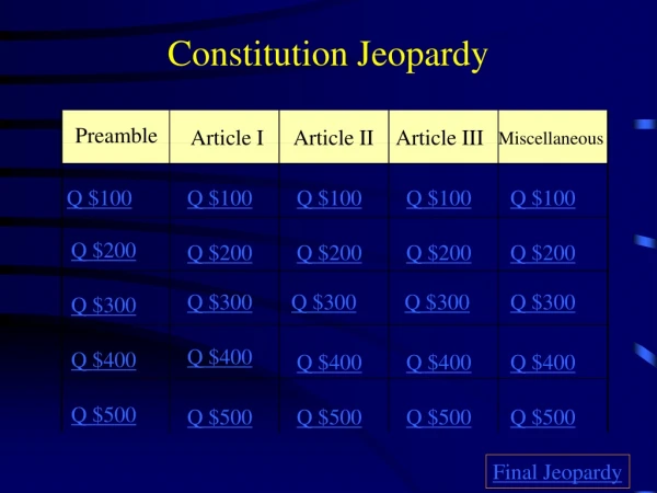 Constitution Jeopardy