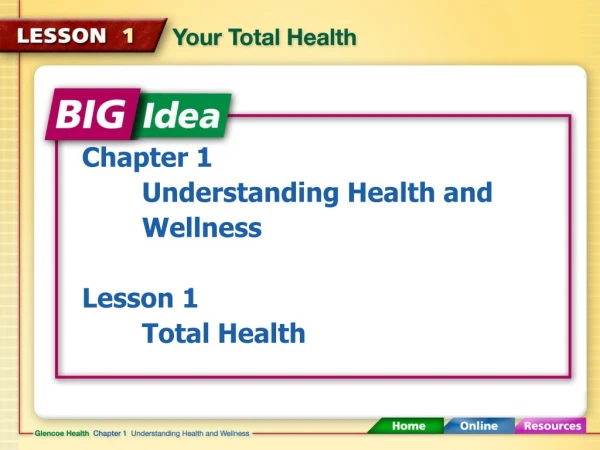 Chapter 1 	Understanding Health and 	Wellness Lesson 1 	Total Health