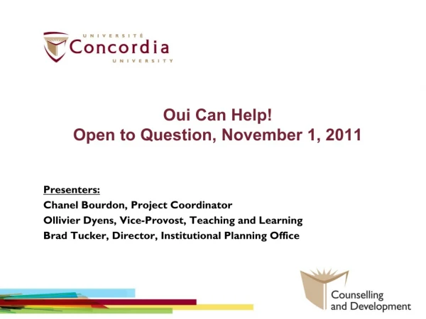 Oui Can Help! Open to Question, November 1, 2011