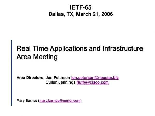 Real Time Applications and Infrastructure Area Meeting