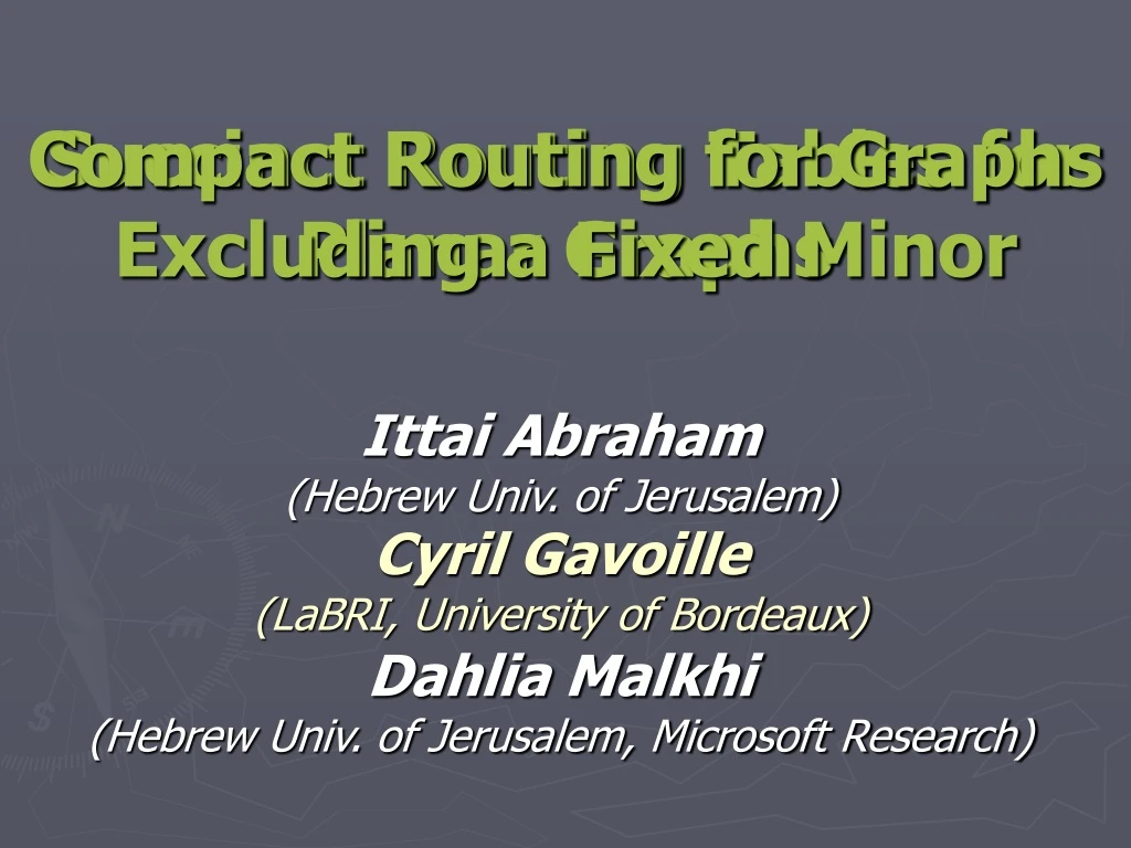 compact routing for graphs excluding a fixed minor