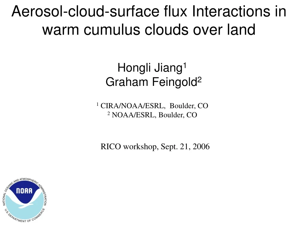 aerosol cloud surface flux interactions in warm