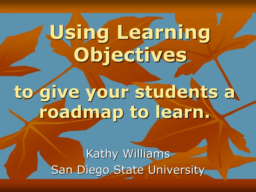 using learning objectives