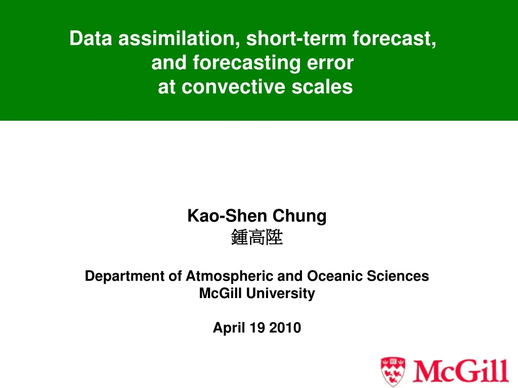 data assimilation short term forecast