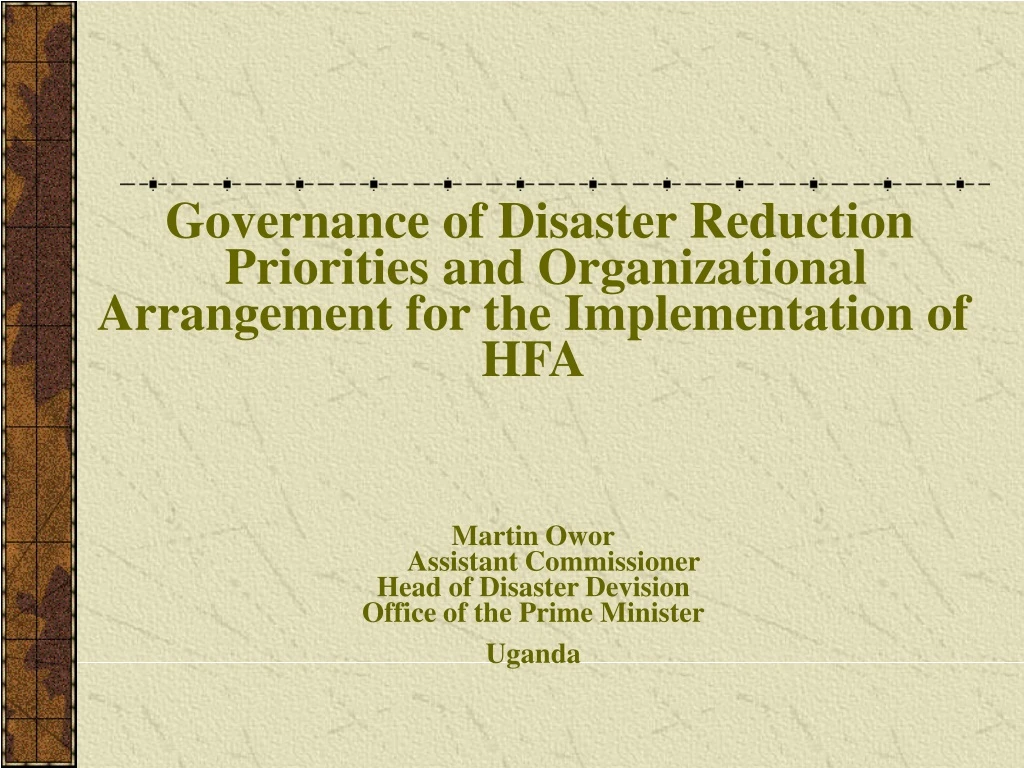 governance of disaster reduction priorities