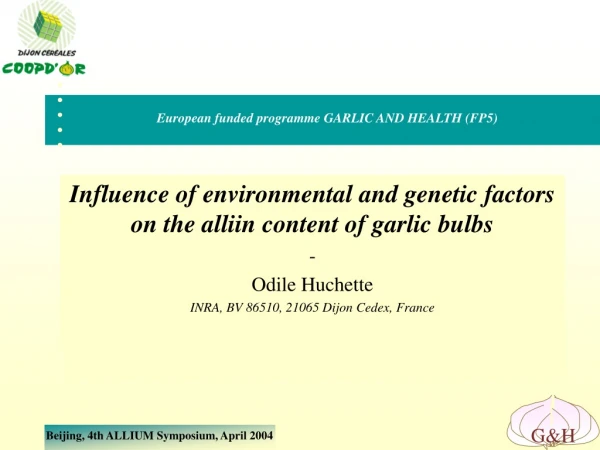 Influence of environmental and genetic factors on the alliin content of garlic bulbs -