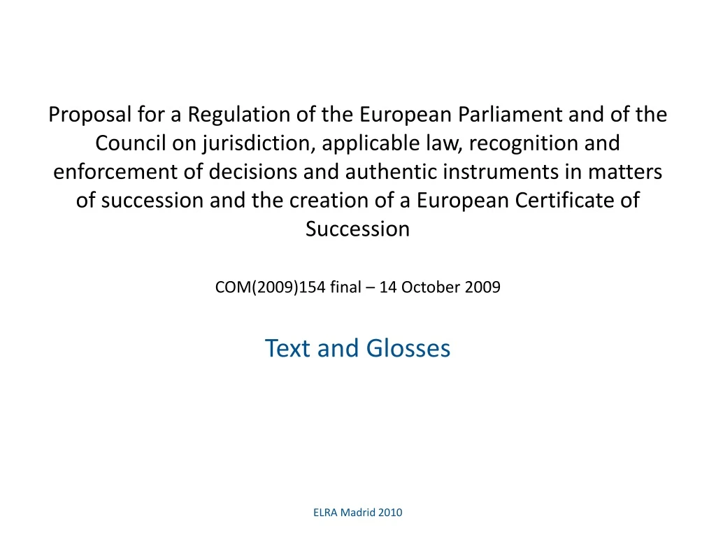 proposal for a regulation of the european