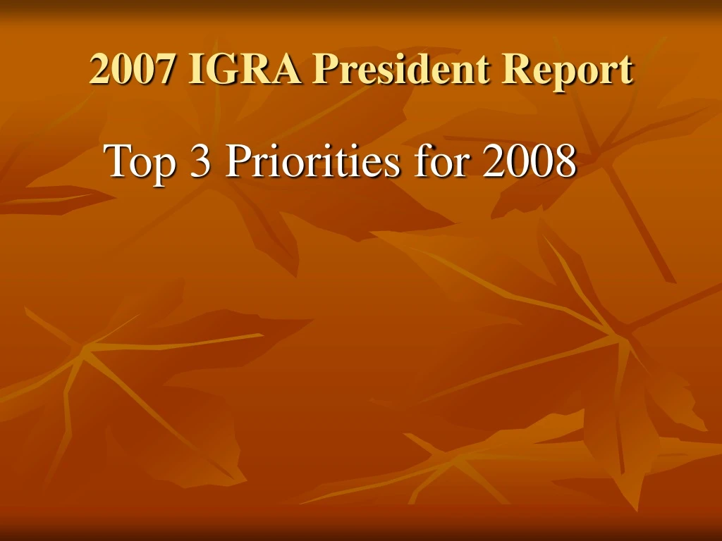 2007 igra president report