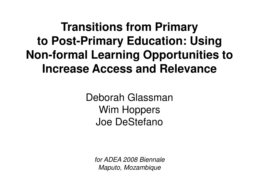 transitions from primary to post primary