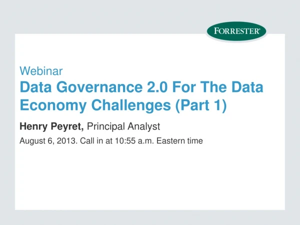 Webinar Data Governance 2.0 For The Data Economy Challenges (Part 1)