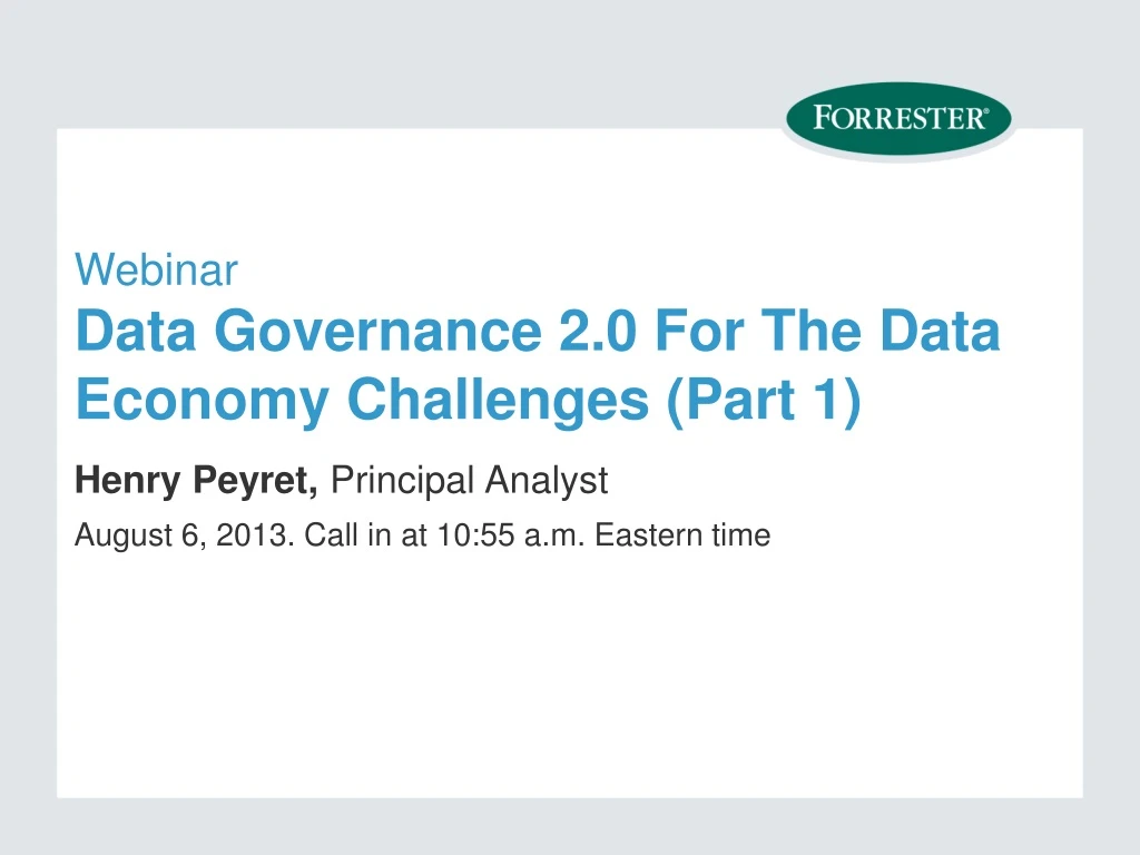 webinar data governance 2 0 for the data economy challenges part 1