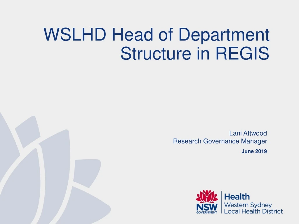 wslhd head of department structure in regis