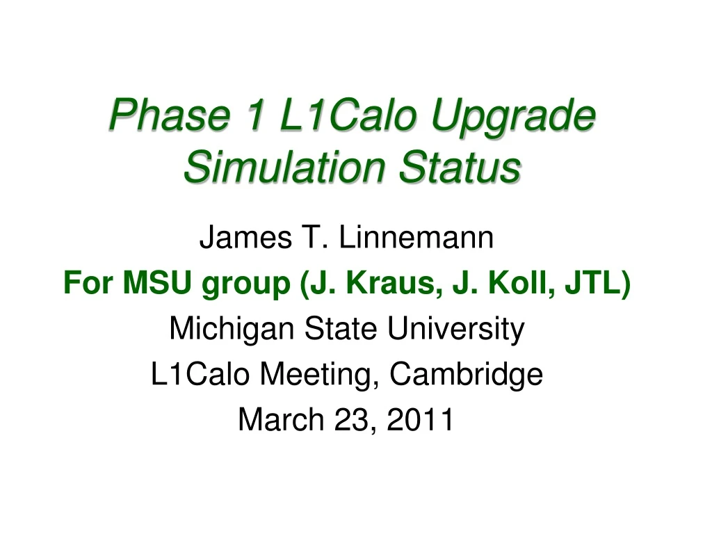 phase 1 l1calo upgrade simulation status