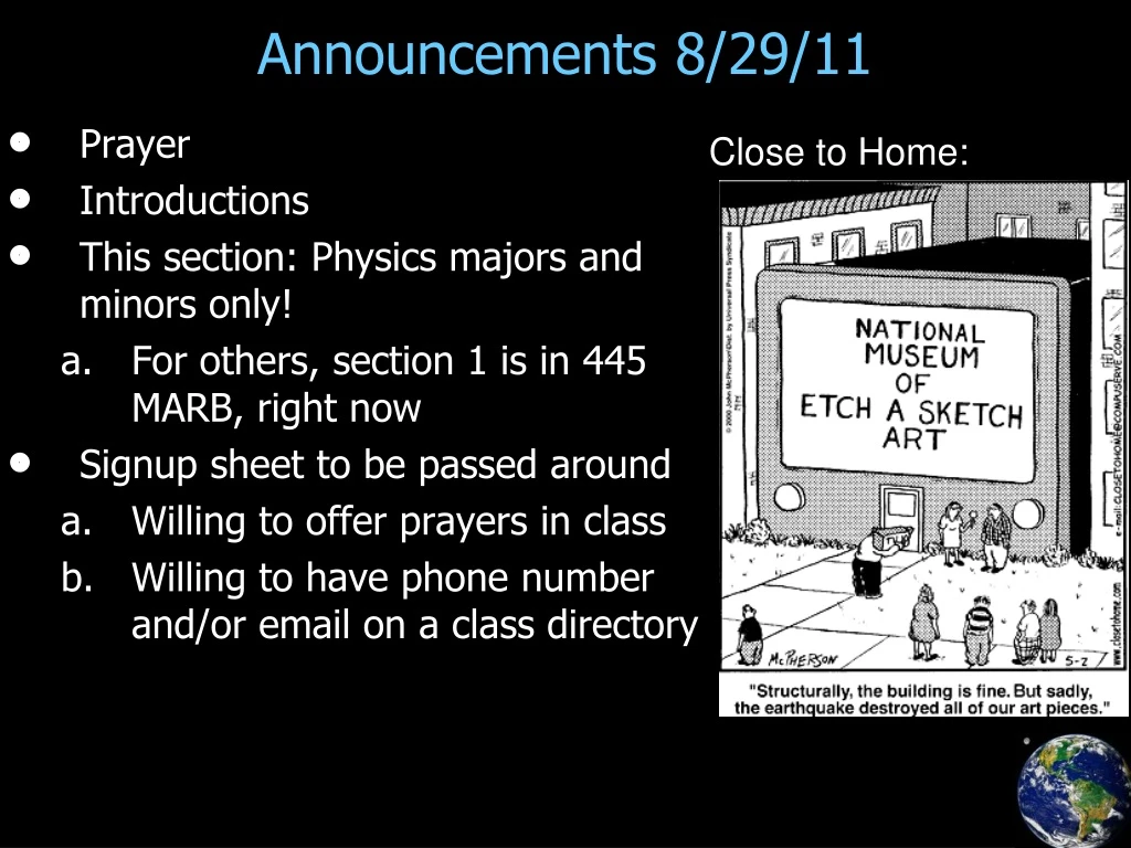 announcements 8 29 11