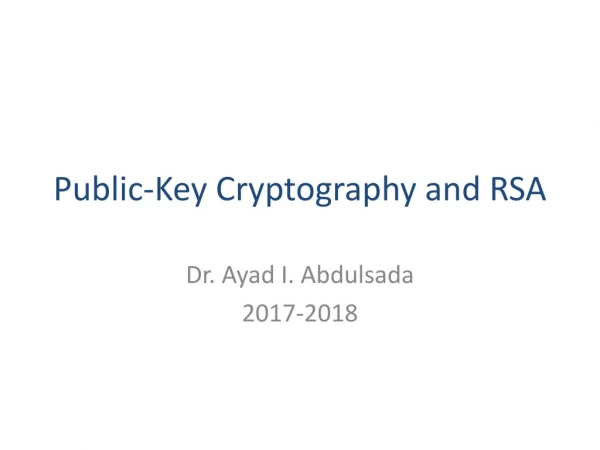 Public-Key Cryptography and RSA