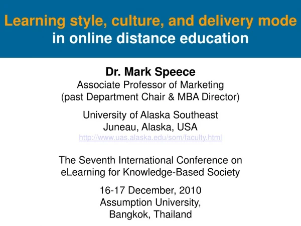 Learning style, culture, and delivery mode in online distance education