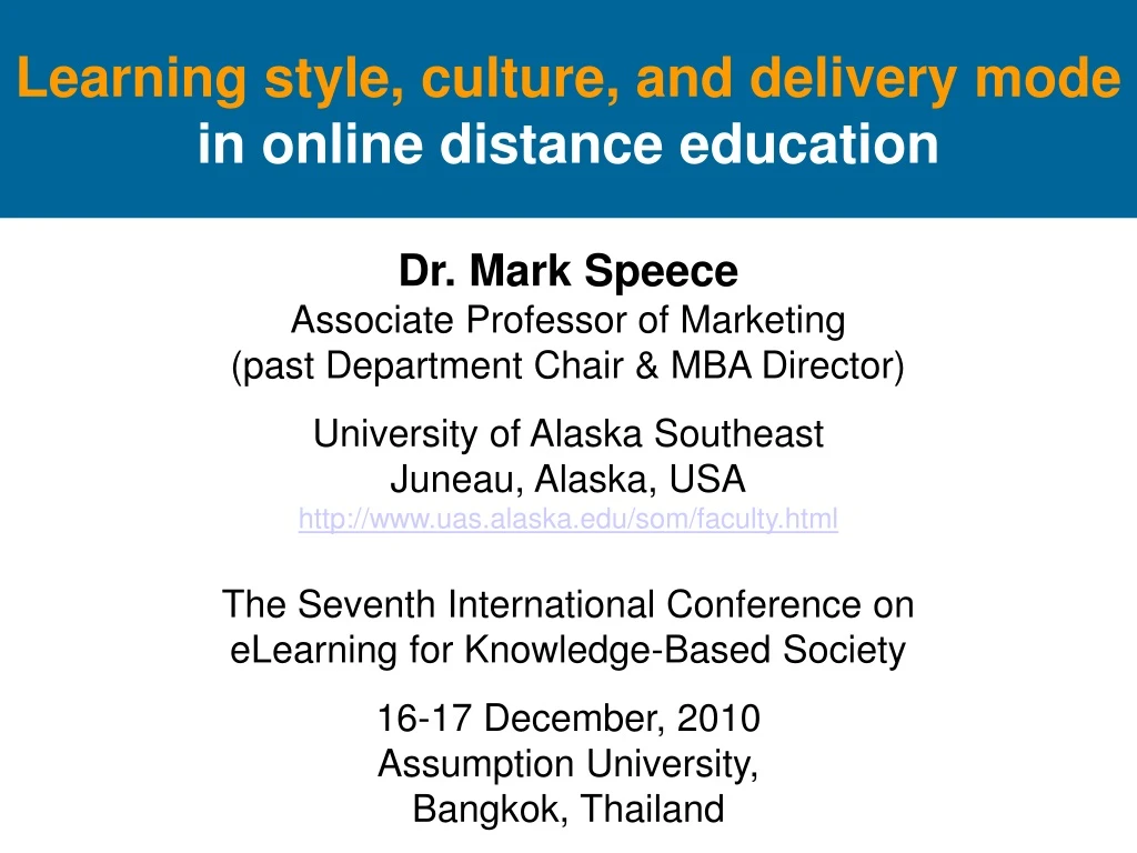 learning style culture and delivery mode in online distance education