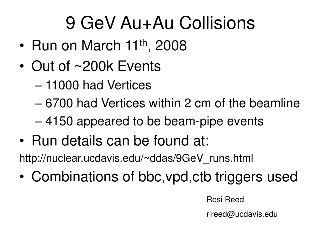 9 gev au au collisions