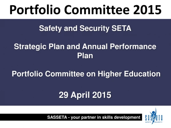 Safety and Security SETA Strategic Plan and Annual Performance Plan