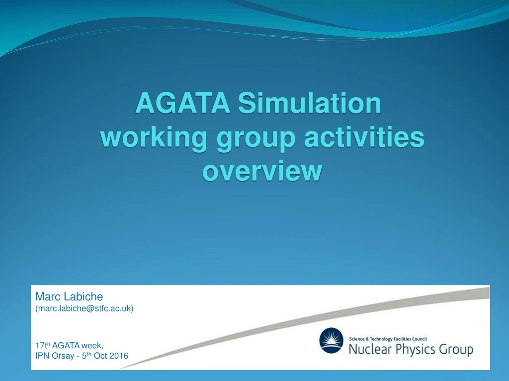 agata simulation working group activities overview
