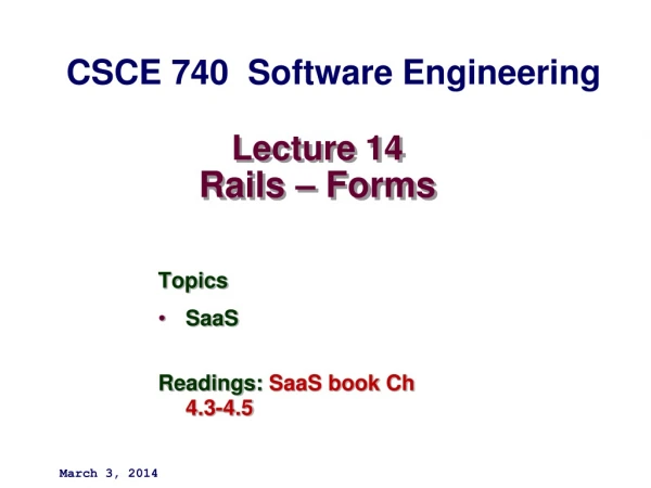 Lecture 14 Rails – Forms