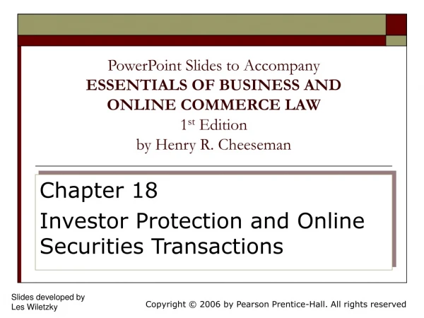 Chapter 18 Investor Protection and Online Securities Transactions