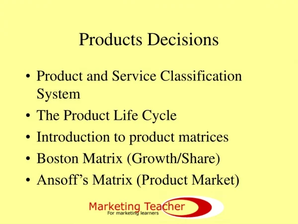 Products Decisions