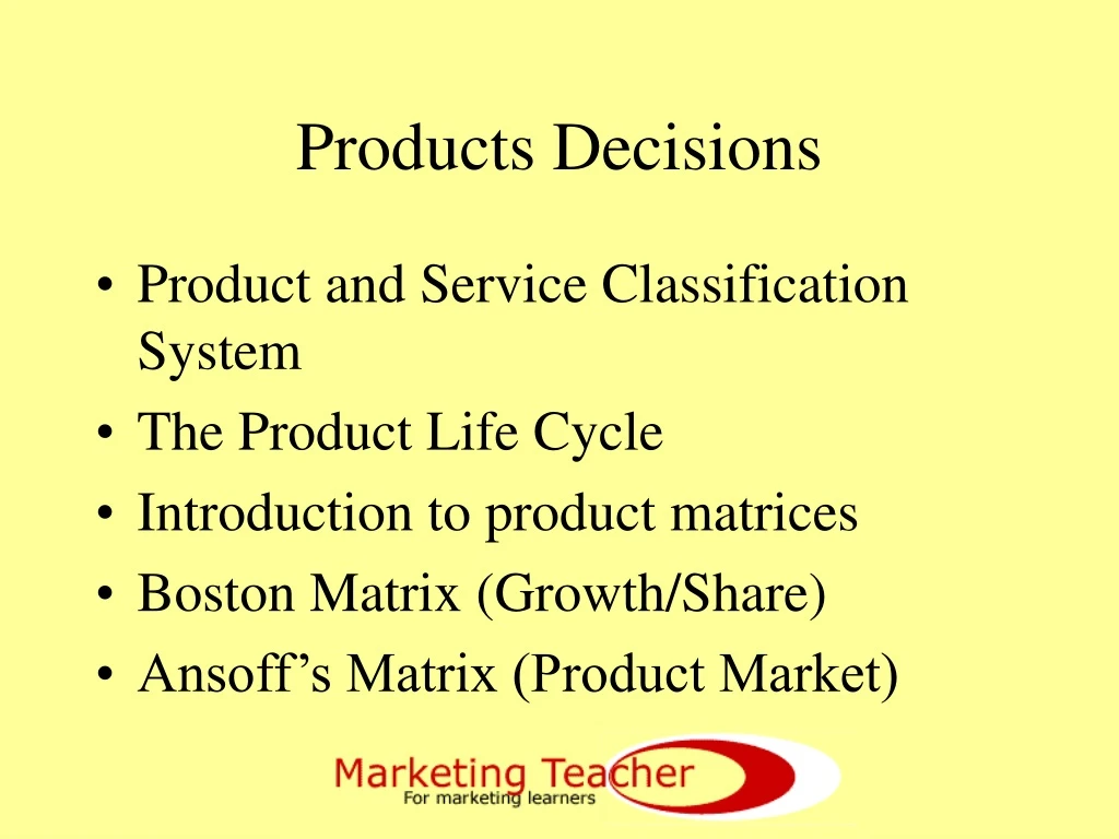 products decisions