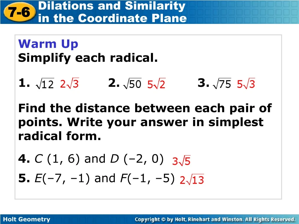 warm up simplify each radical 1 2 3 find