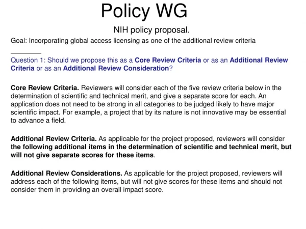 Policy WG