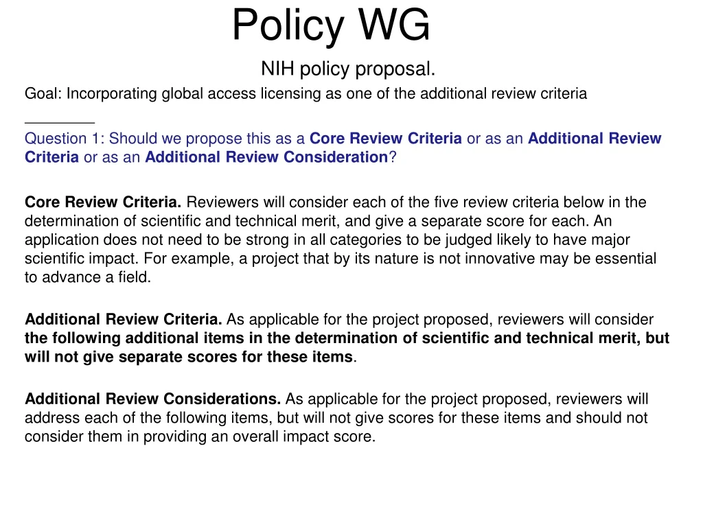 policy wg