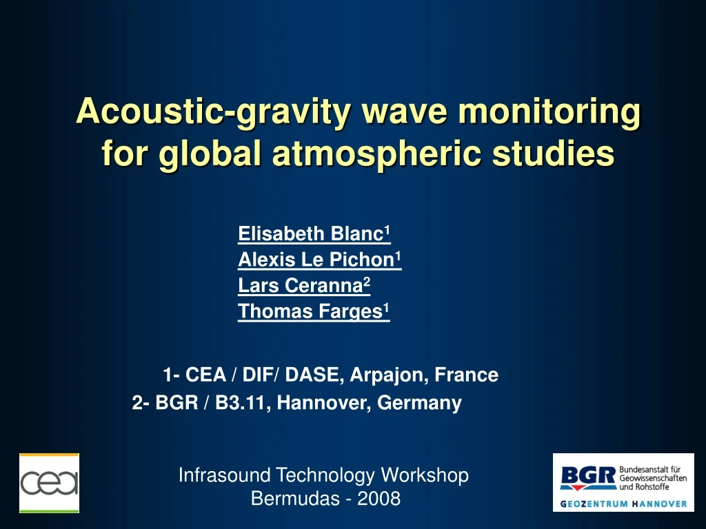 acoustic gravity wave monitoring for global atmospheric studies
