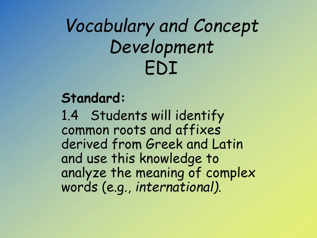 vocabulary and concept development edi