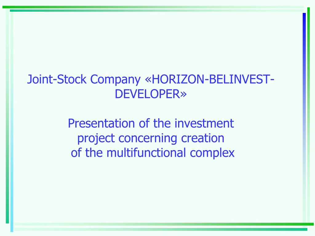 joint stock company horizon belinvest developer