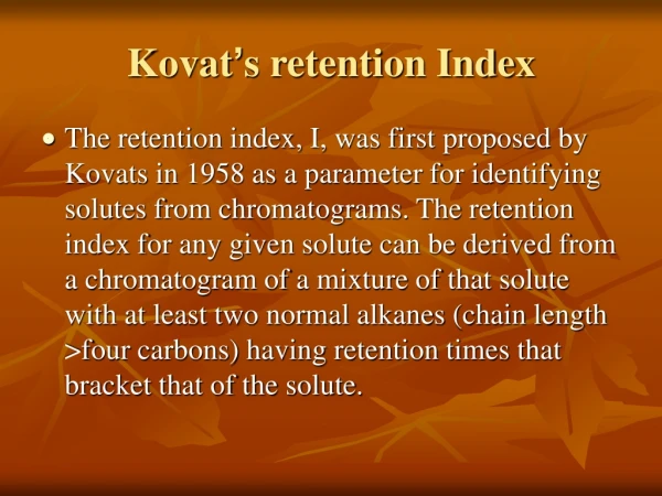 Kovat ’ s retention Index