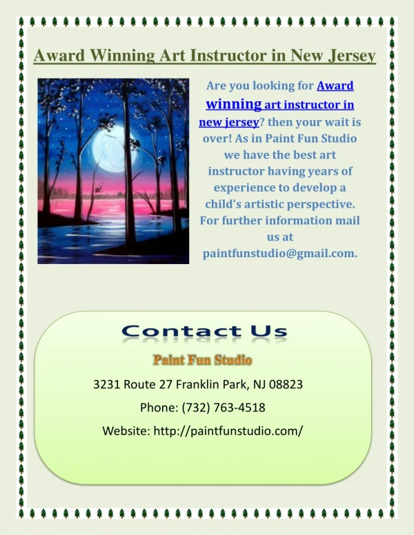 Award Winning Art Instructor in New Jersey