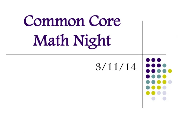 Common Core Math Night
