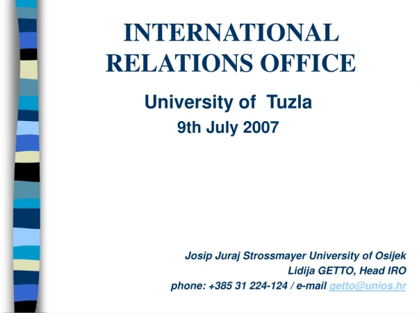 INTERNATIONAL RELATIONS OFFICE