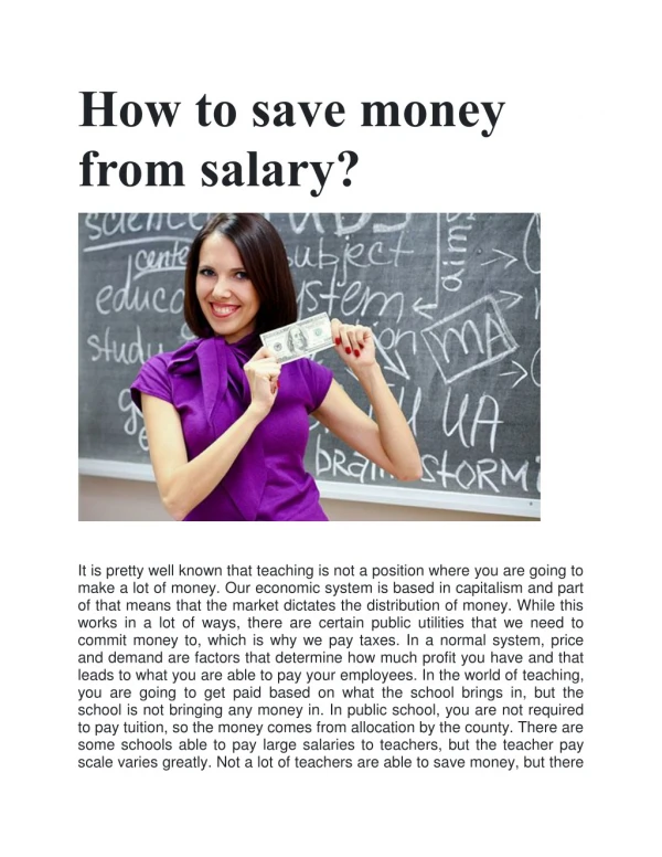 How to save money from salary?