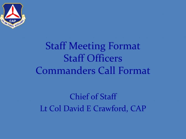 Staff Meeting Format Staff Officers Commanders Call Format