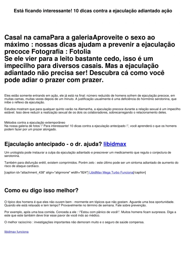 Está ficando interessante! 10 dicas contra a ejaculação extemporâneo ação