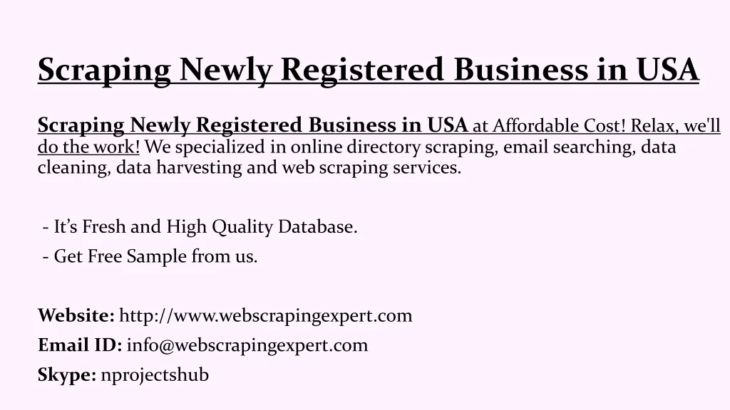 scraping newly registered business in usa