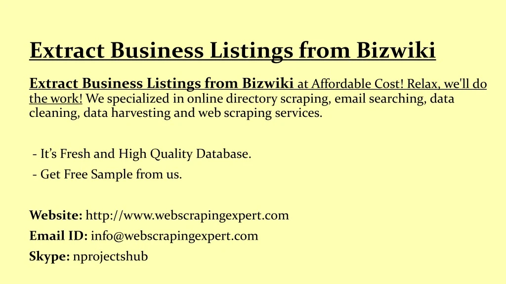 extract business listings from bizwiki