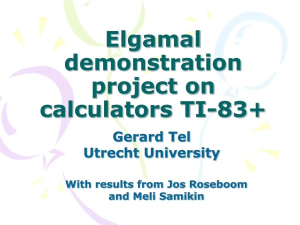 Elgamal demonstration project on calculators TI-83+